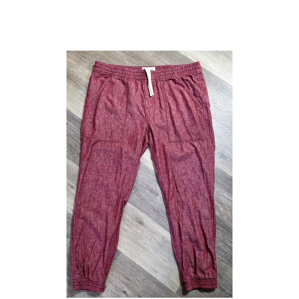 Sun & Stone Red Linen Womens Pants sz XL